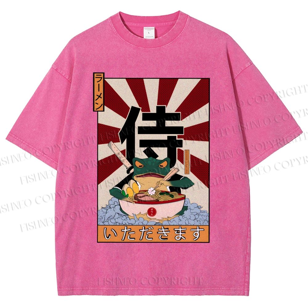 Unisex Ramen Bowl Illustration Printed Washed Tee