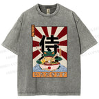 Unisex Ramen Bowl Illustration Printed Washed Tee