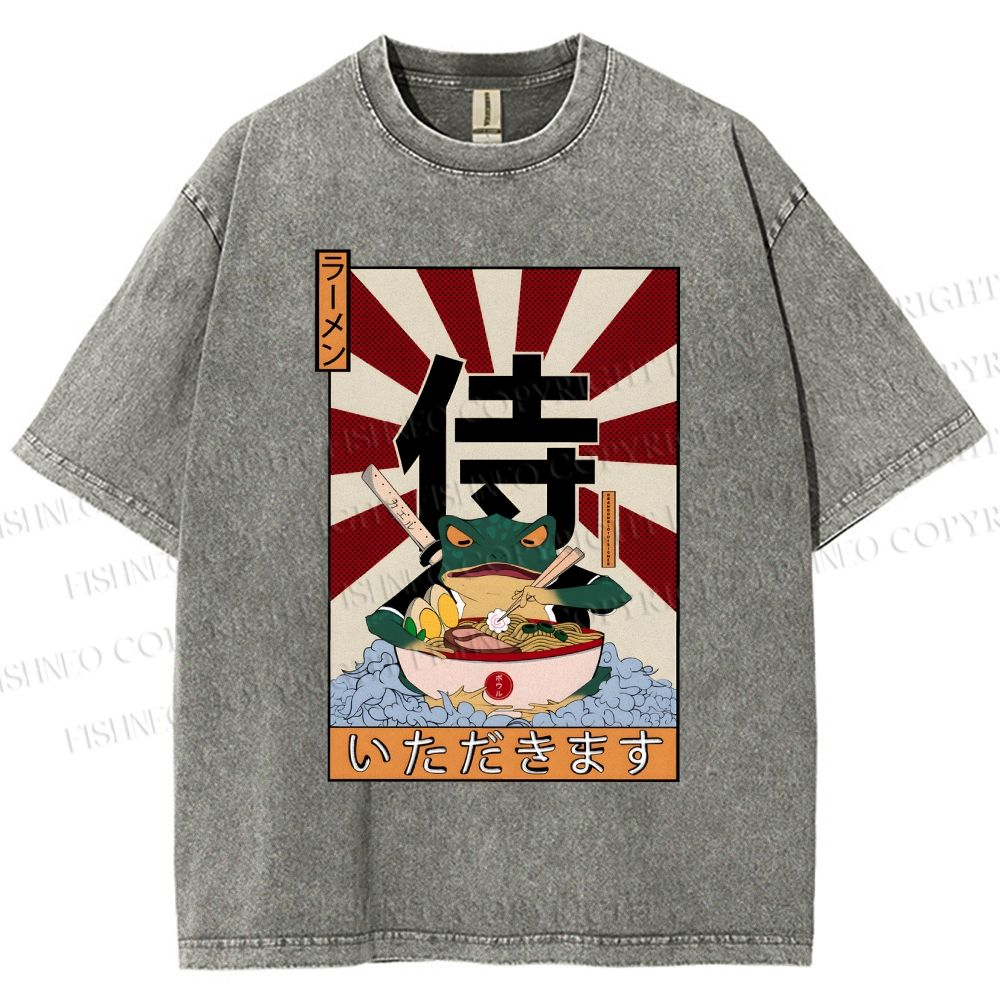 Unisex Ramen Bowl Illustration Printed Washed Tee