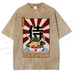 Unisex Ramen Bowl Illustration Printed Washed Tee