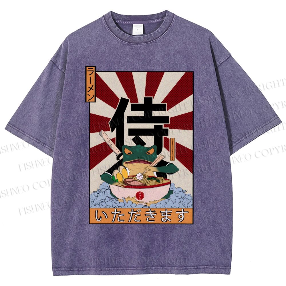 Unisex Ramen Bowl Illustration Printed Washed Tee