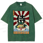 Unisex Ramen Bowl Illustration Printed Washed Tee