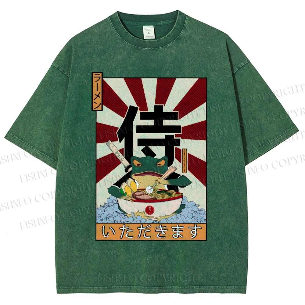 Unisex Ramen Bowl Illustration Printed Washed Tee