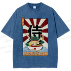 Unisex Ramen Bowl Illustration Printed Washed Tee