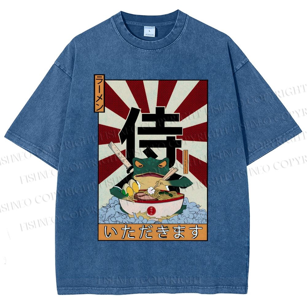Unisex Ramen Bowl Illustration Printed Washed Tee