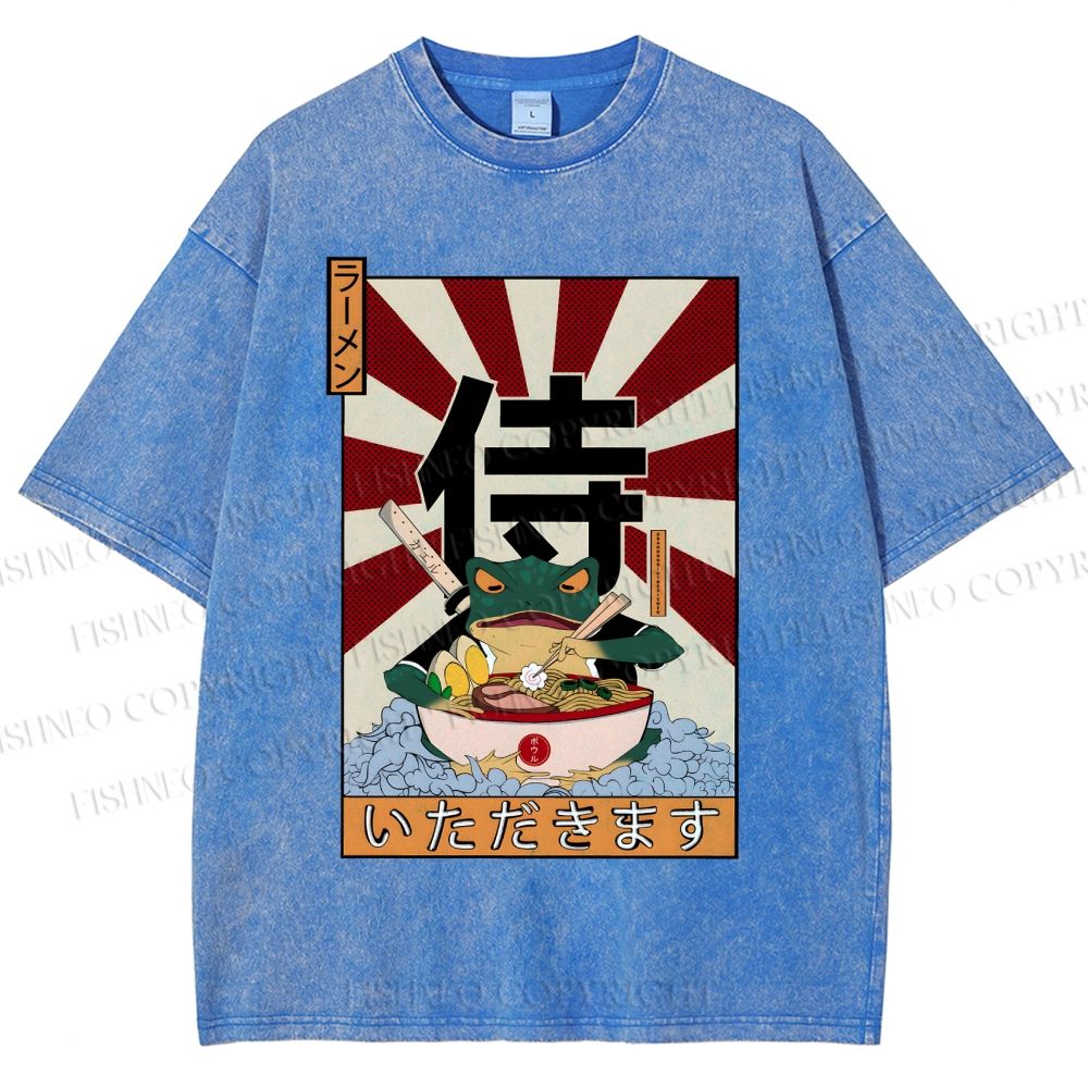 Unisex Ramen Bowl Illustration Printed Washed Tee