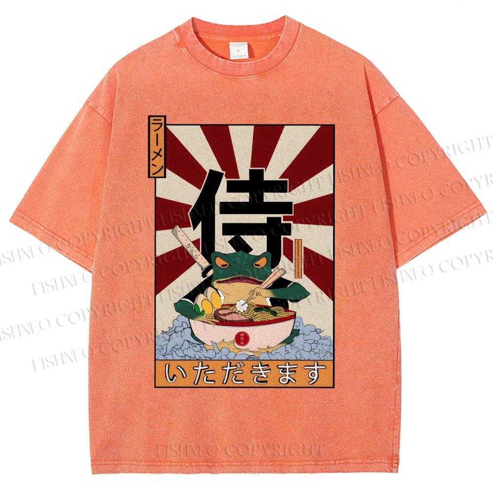 Unisex Ramen Bowl Illustration Printed Washed Tee