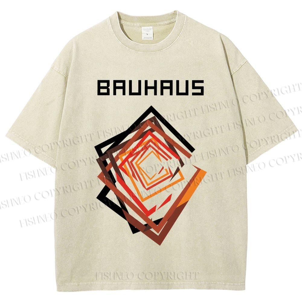 Unisex Bauhaus Art Geometry Square Printed Washed Tee