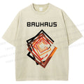 Unisex Bauhaus Art Geometry Square Printed Washed Tee