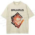 Unisex Bauhaus Art Geometry Square Printed Washed Tee