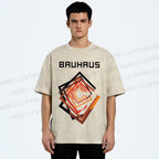 Unisex Bauhaus Art Geometry Square Printed Washed Tee