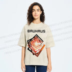 Unisex Bauhaus Art Geometry Square Printed Washed Tee