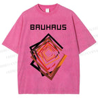 Unisex Bauhaus Art Geometry Square Printed Washed Tee