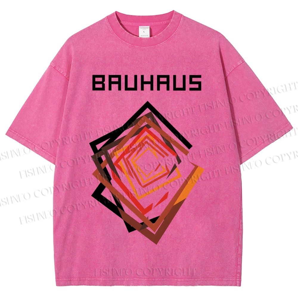 Unisex Bauhaus Art Geometry Square Printed Washed Tee