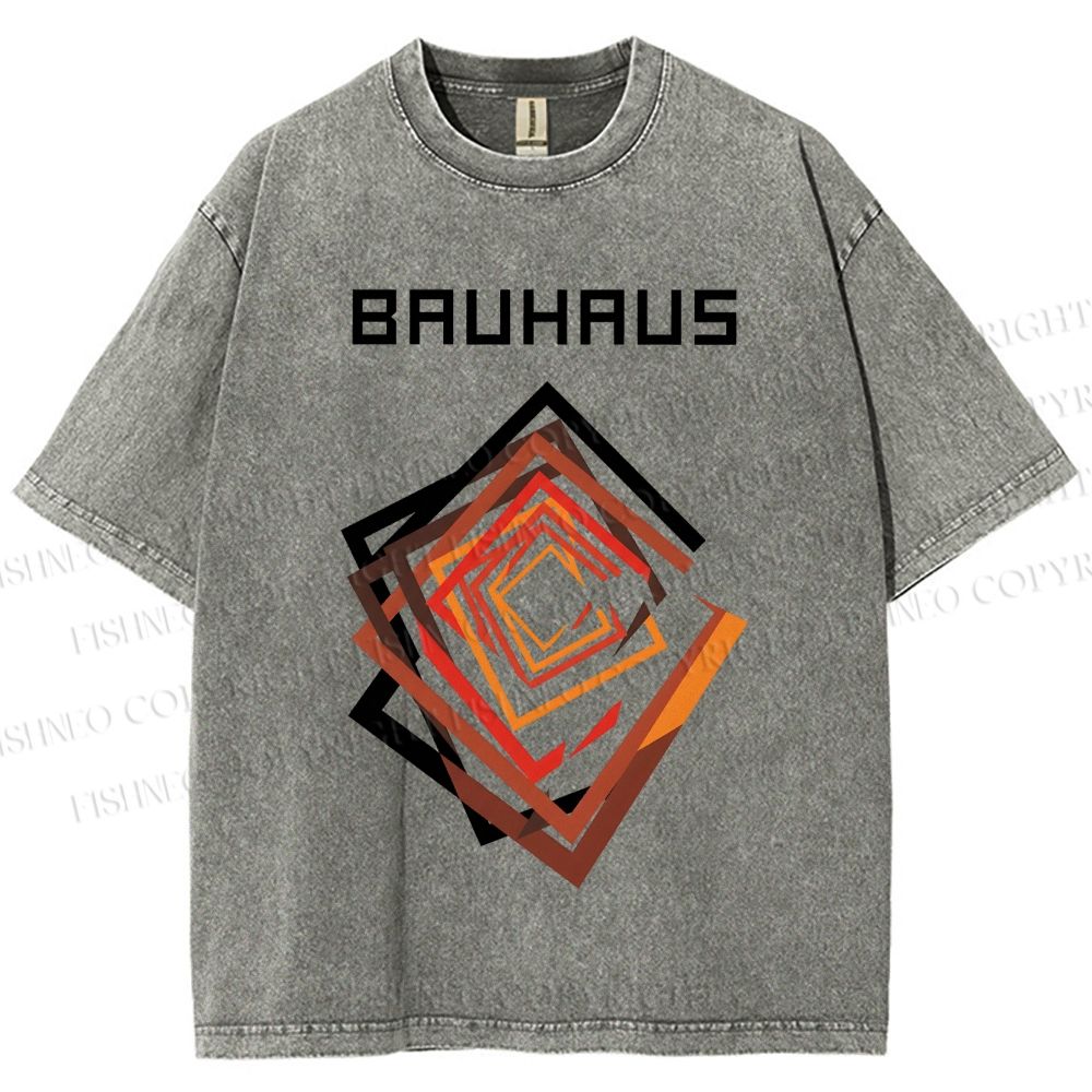 Unisex Bauhaus Art Geometry Square Printed Washed Tee