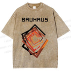 Unisex Bauhaus Art Geometry Square Printed Washed Tee