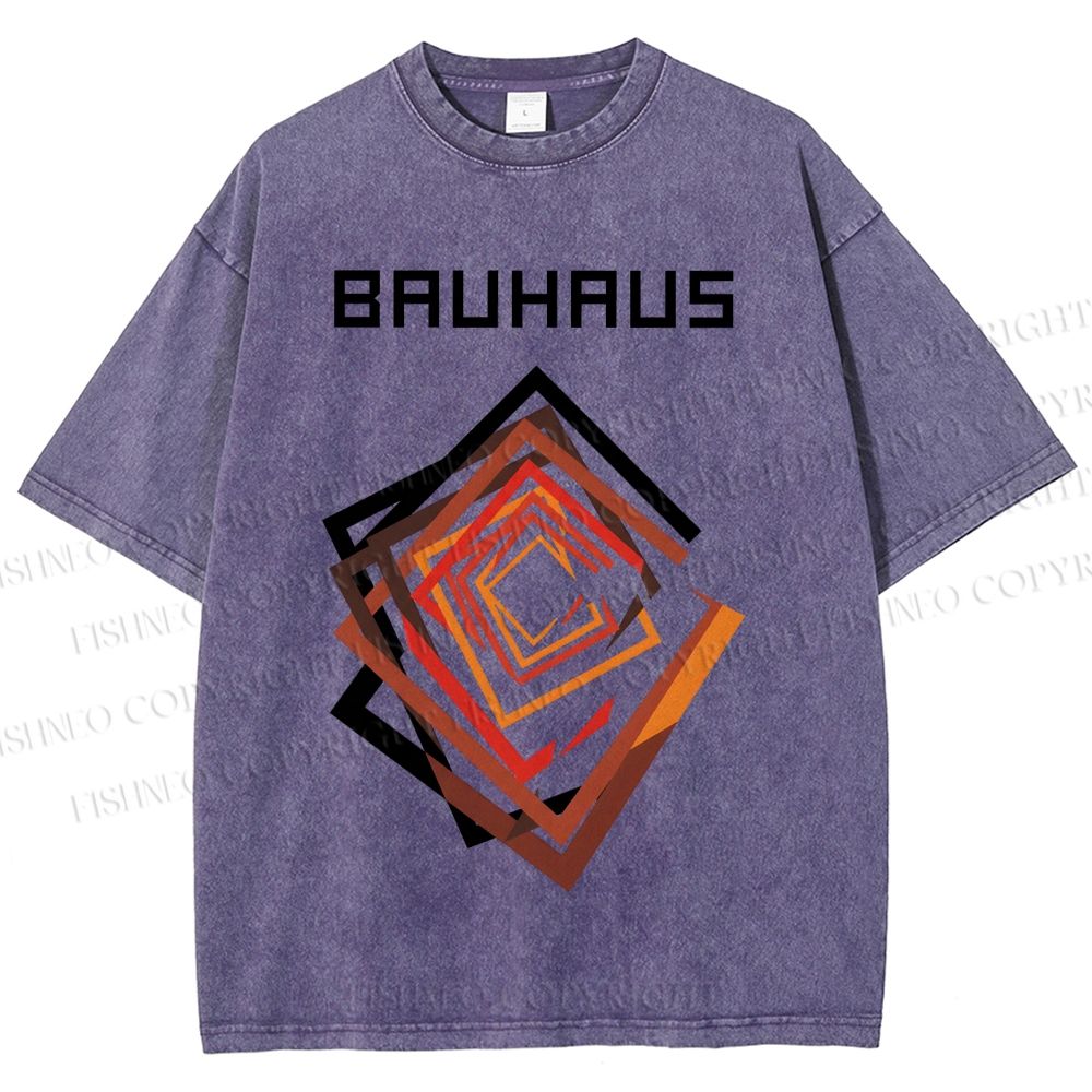 Unisex Bauhaus Art Geometry Square Printed Washed Tee