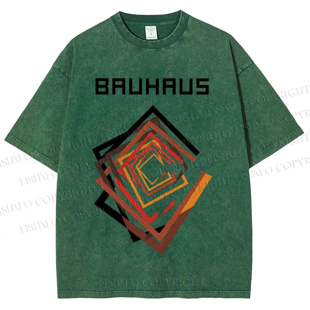 Unisex Bauhaus Art Geometry Square Printed Washed Tee