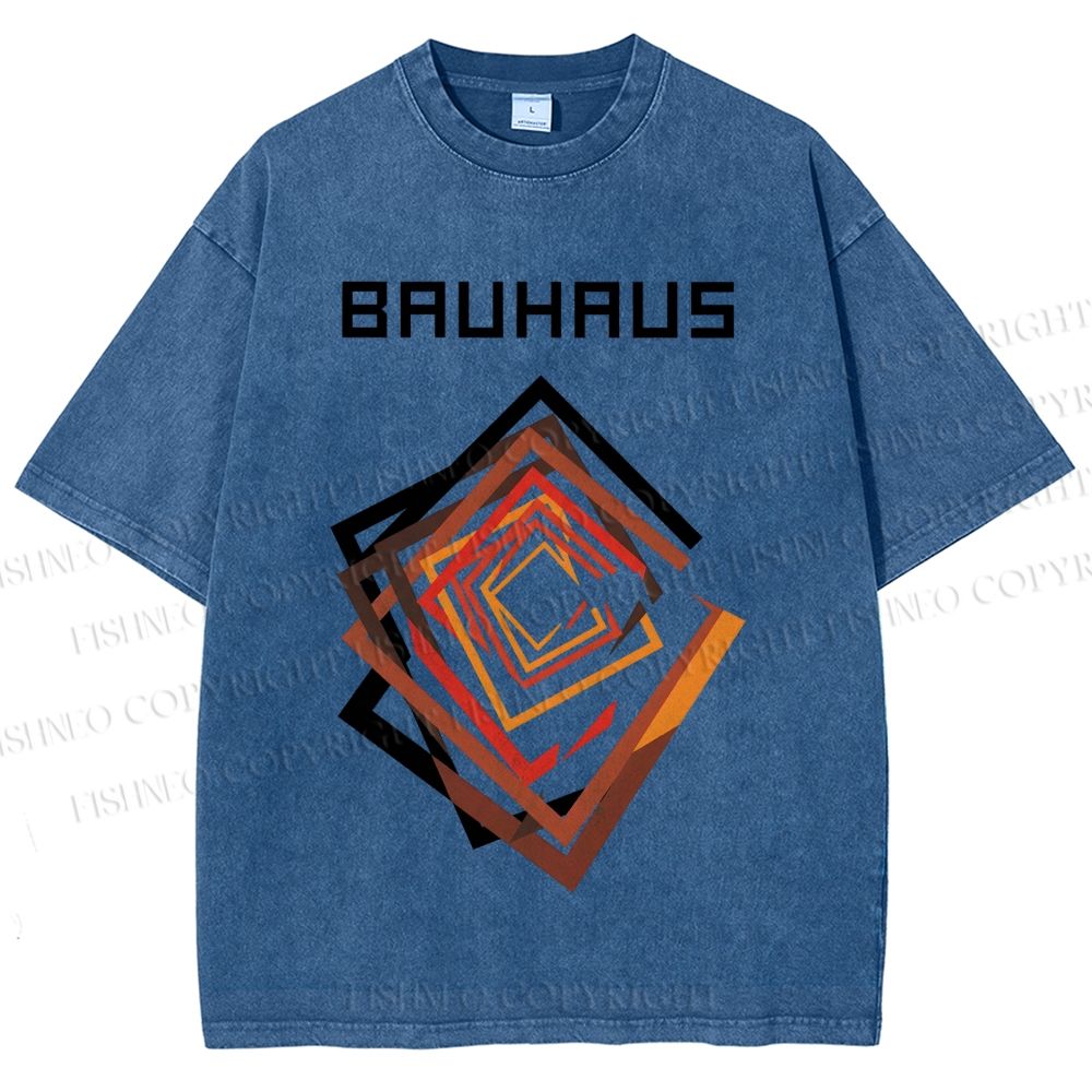 Unisex Bauhaus Art Geometry Square Printed Washed Tee