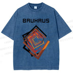 Unisex Bauhaus Art Geometry Square Printed Washed Tee