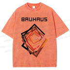 Unisex Bauhaus Art Geometry Square Printed Washed Tee