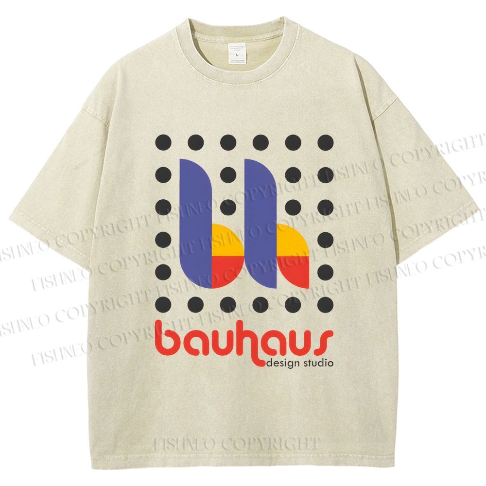 Unisex Bauhaus Design Printed Washed Tee