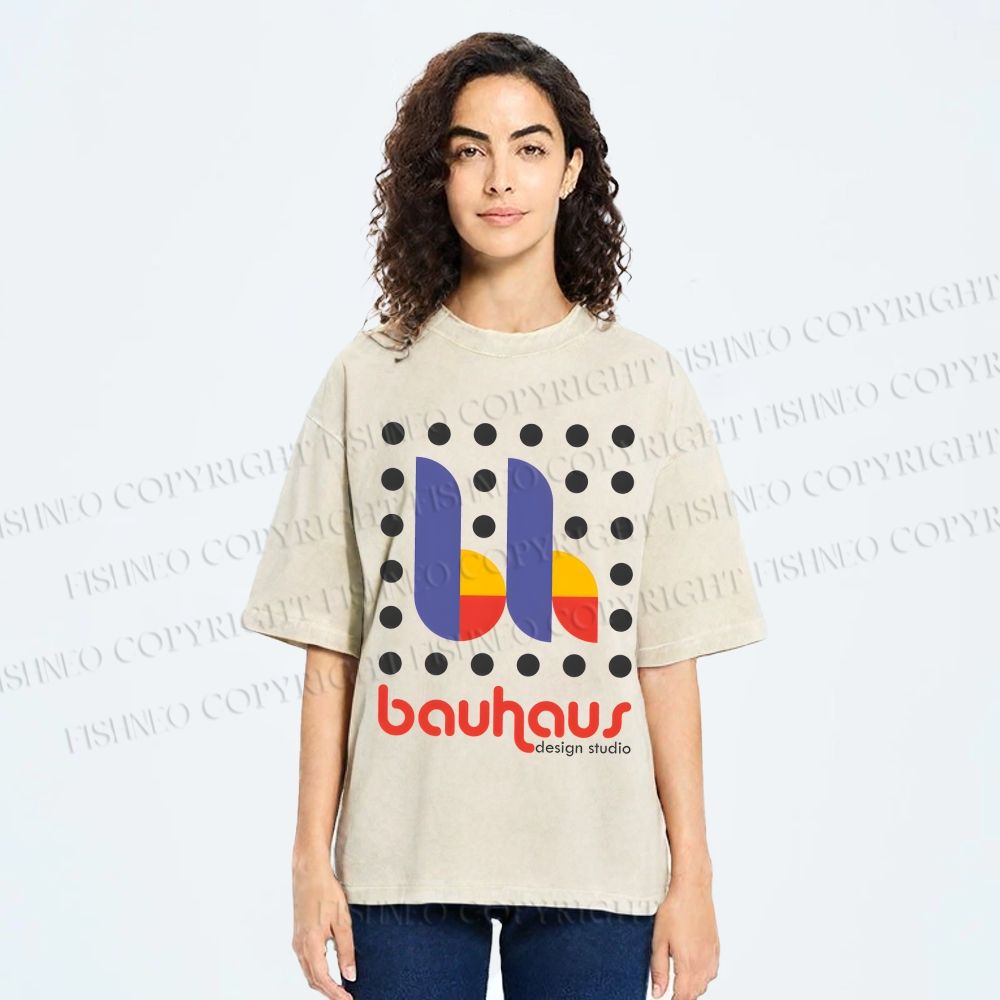 Unisex Bauhaus Design Printed Washed Tee