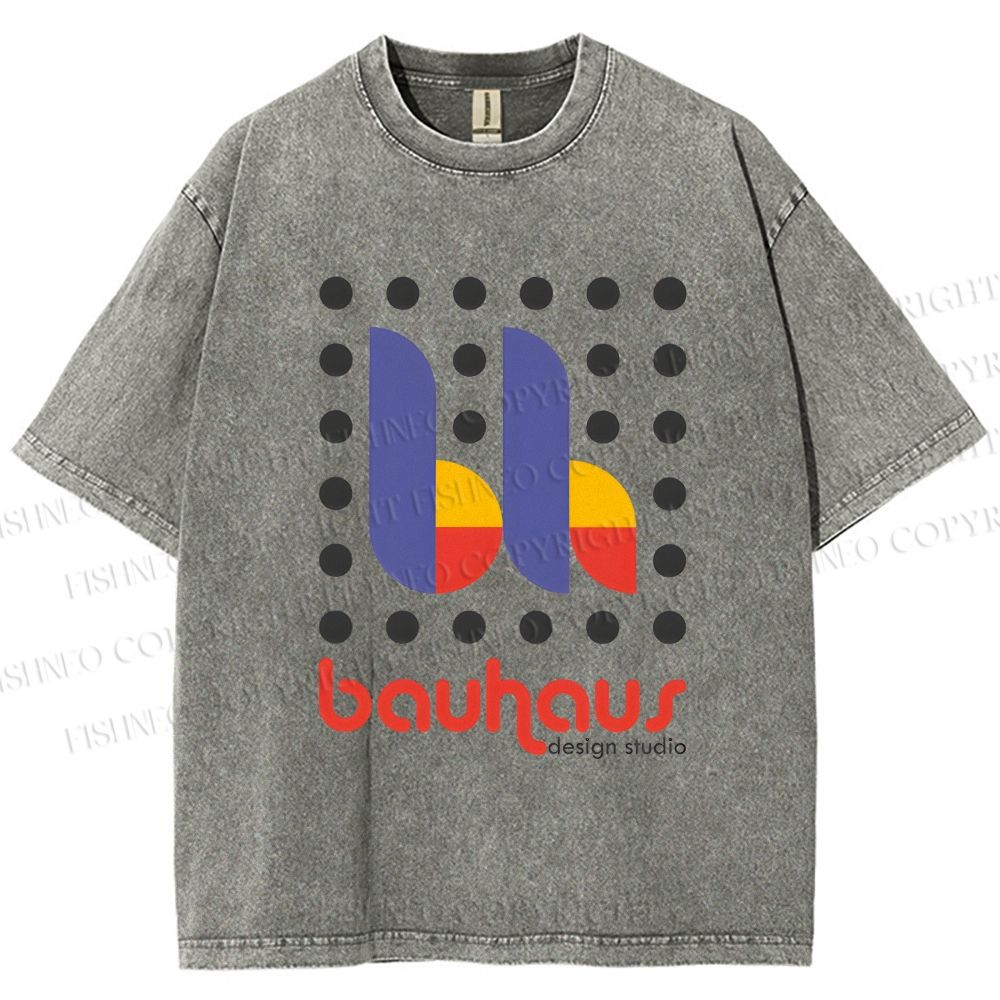 Unisex Bauhaus Design Printed Washed Tee