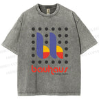 Unisex Bauhaus Design Printed Washed Tee