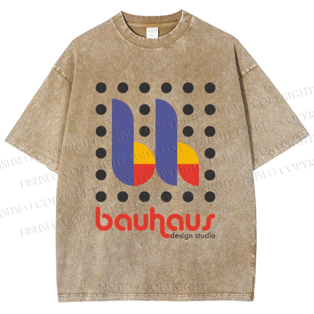 Unisex Bauhaus Design Printed Washed Tee