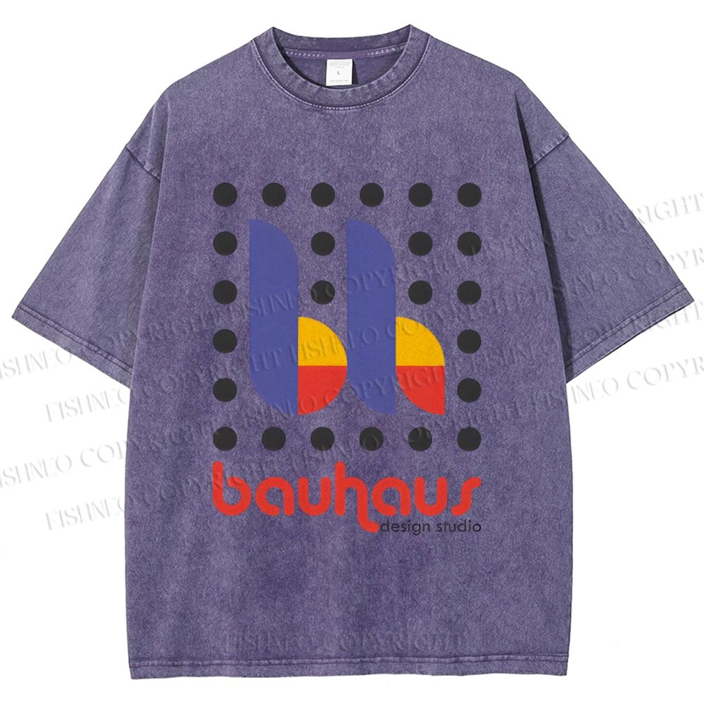 Unisex Bauhaus Design Printed Washed Tee
