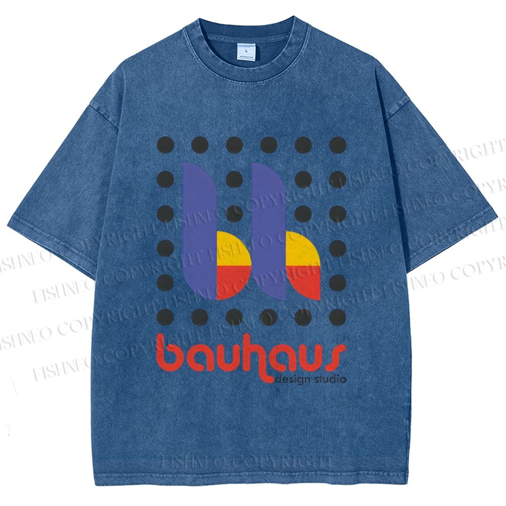 Unisex Bauhaus Design Printed Washed Tee