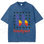 Unisex Bauhaus Design Printed Washed Tee