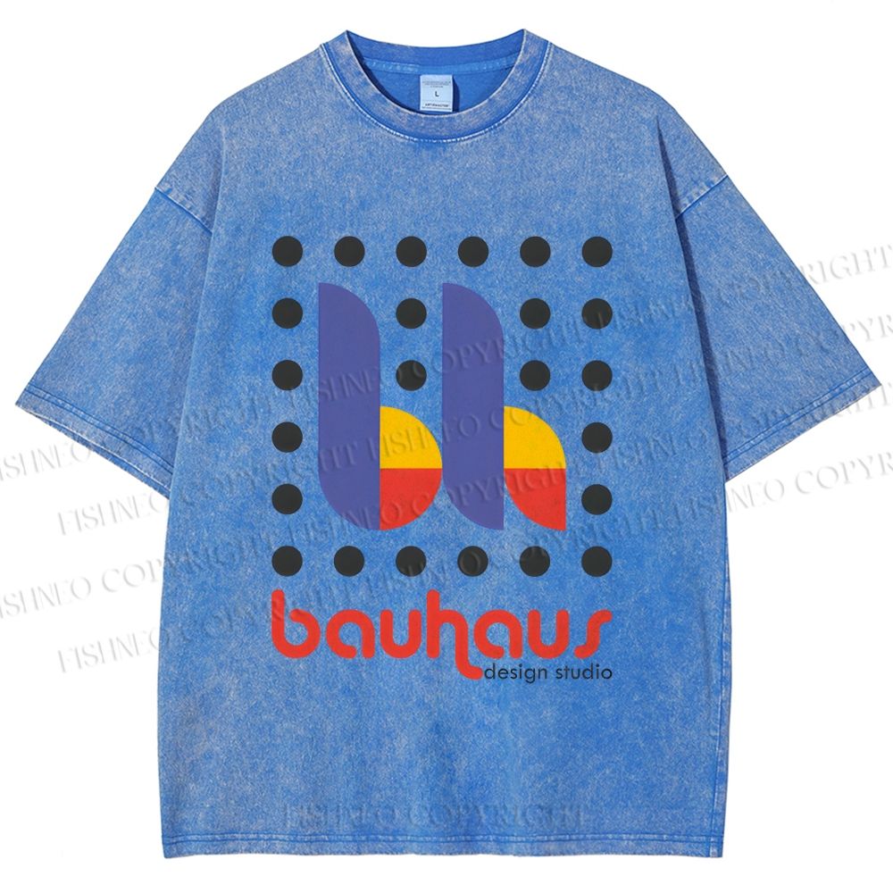 Unisex Bauhaus Design Printed Washed Tee