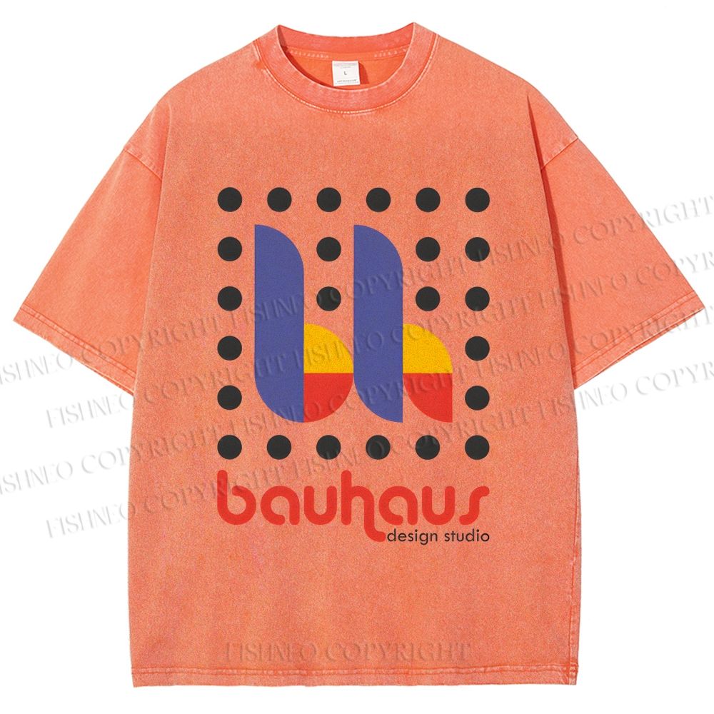 Unisex Bauhaus Design Printed Washed Tee