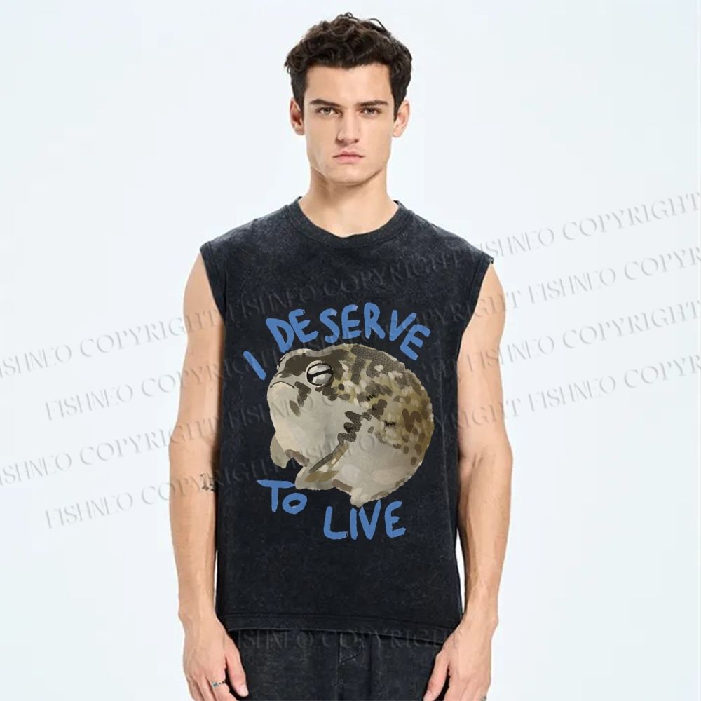 Unisex Desert Rain Frog Printed Washed Tank Top