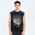 Unisex Desert Rain Frog Printed Washed Tank Top