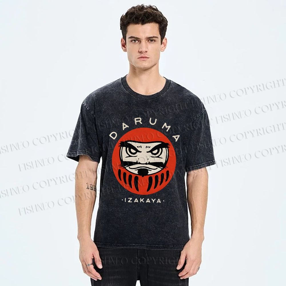 Unisex Daruma Printed Washed Tee