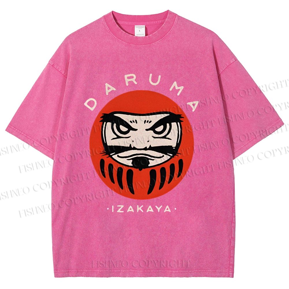 Unisex Daruma Printed Washed Tee