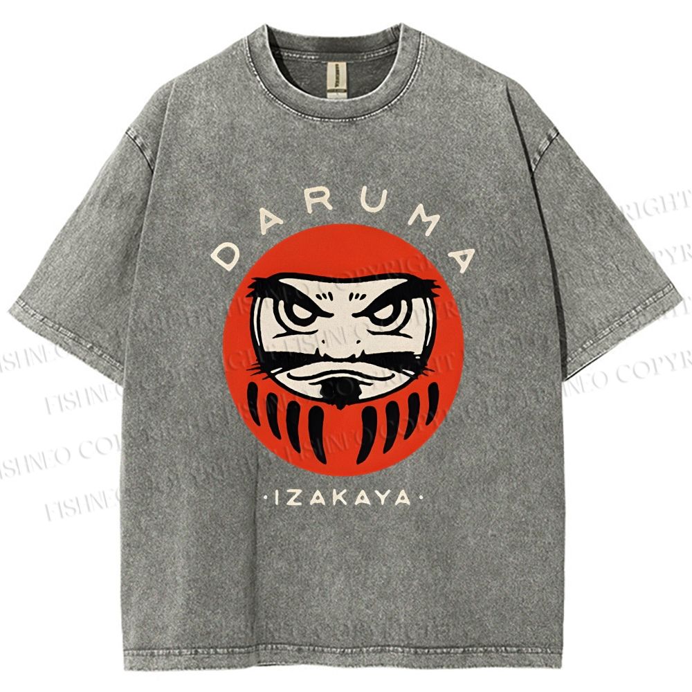 Unisex Daruma Printed Washed Tee