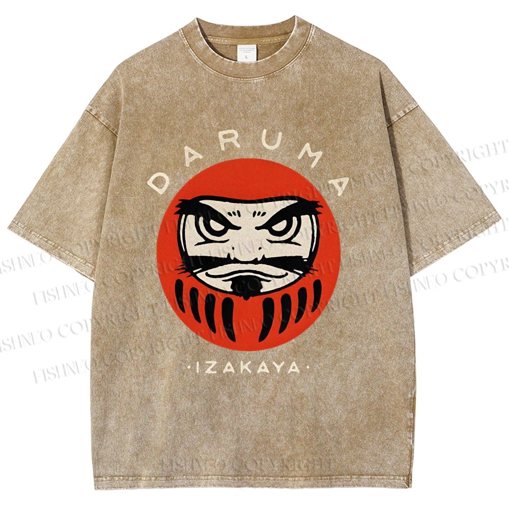 Unisex Daruma Printed Washed Tee