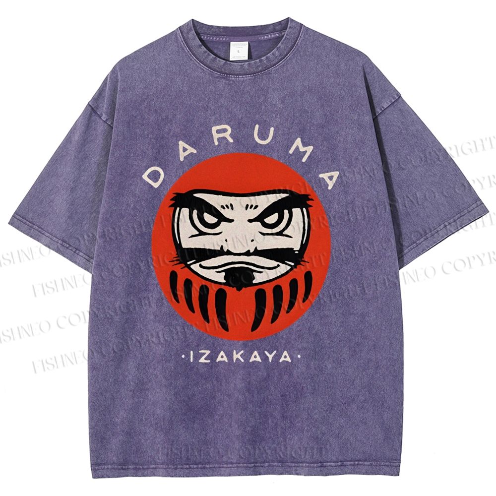 Unisex Daruma Printed Washed Tee