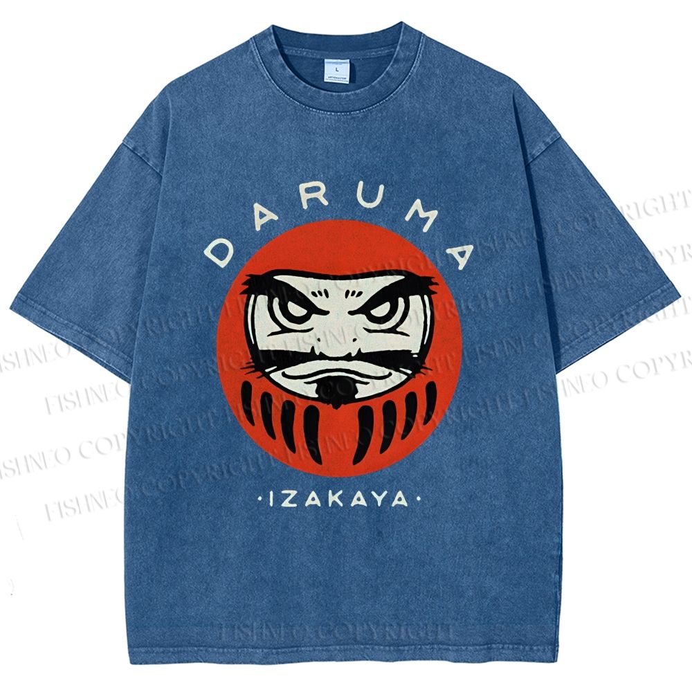 Unisex Daruma Printed Washed Tee