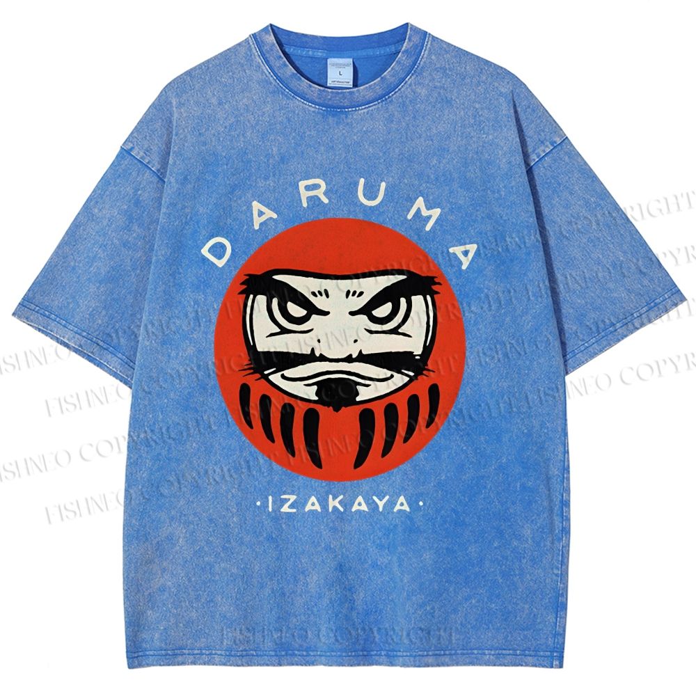 Unisex Daruma Printed Washed Tee