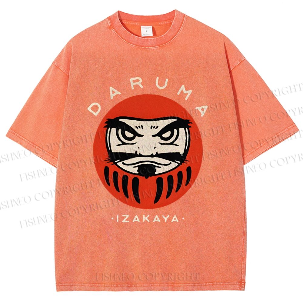Unisex Daruma Printed Washed Tee