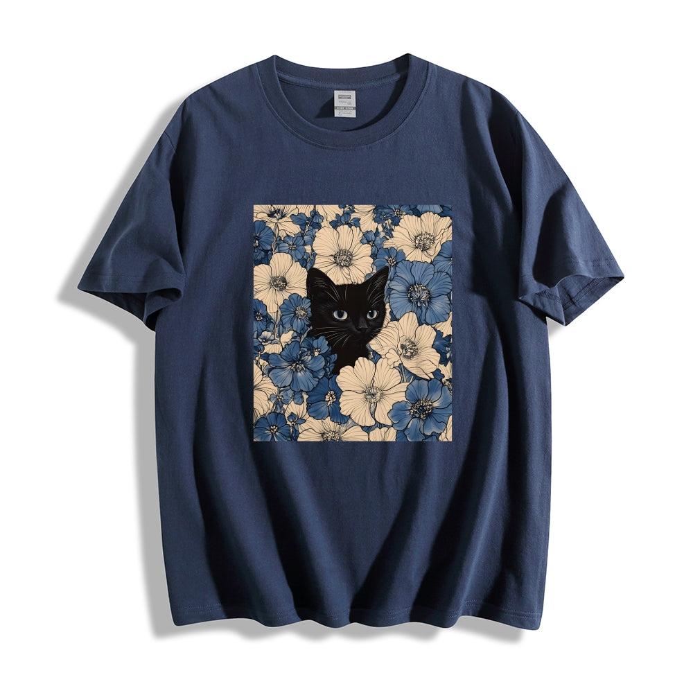 Cat & Flowers Classic T-Shirt