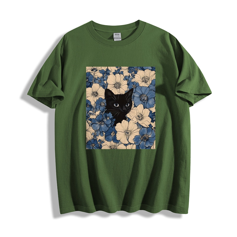 Cat & Flowers Classic T-Shirt