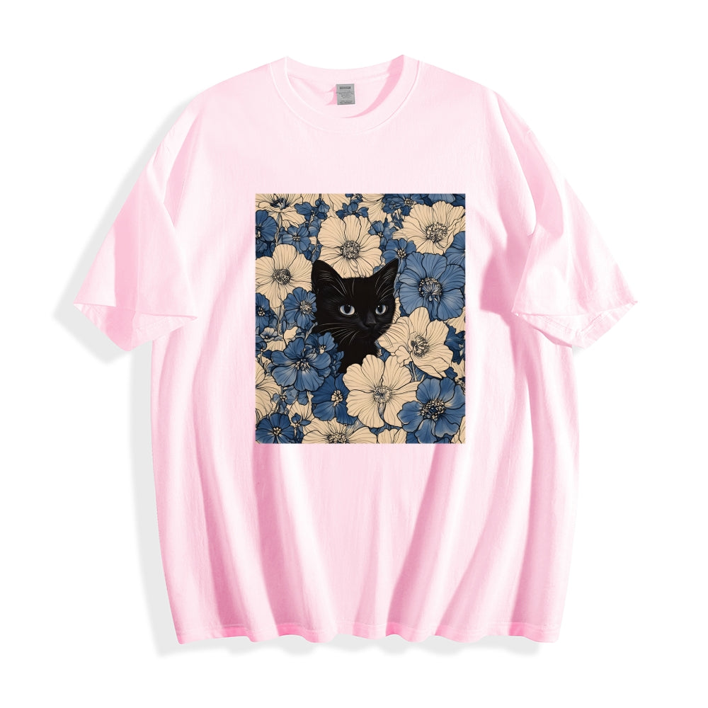 Cat & Flowers Classic T-Shirt