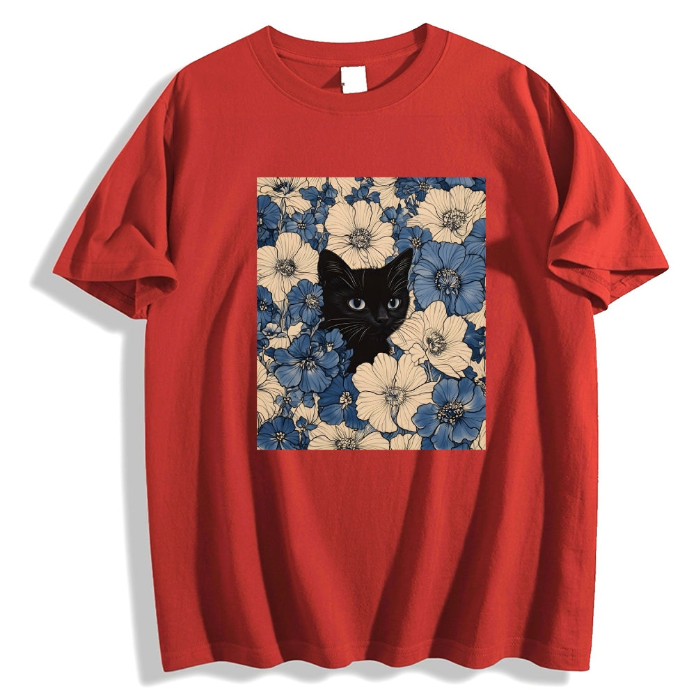 Cat & Flowers Classic T-Shirt