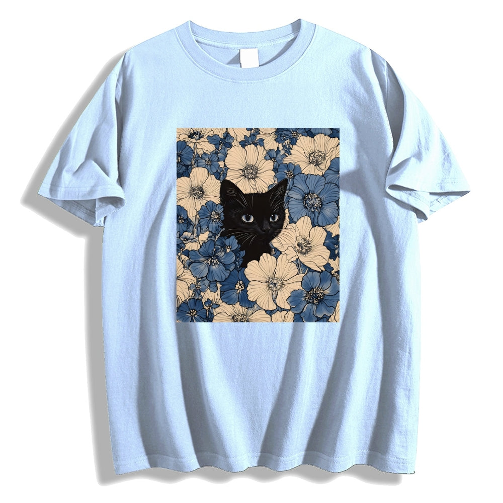 Cat & Flowers Classic T-Shirt